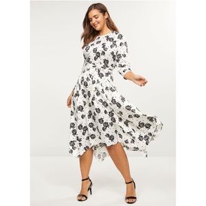 Black & White Floral Rose Dress